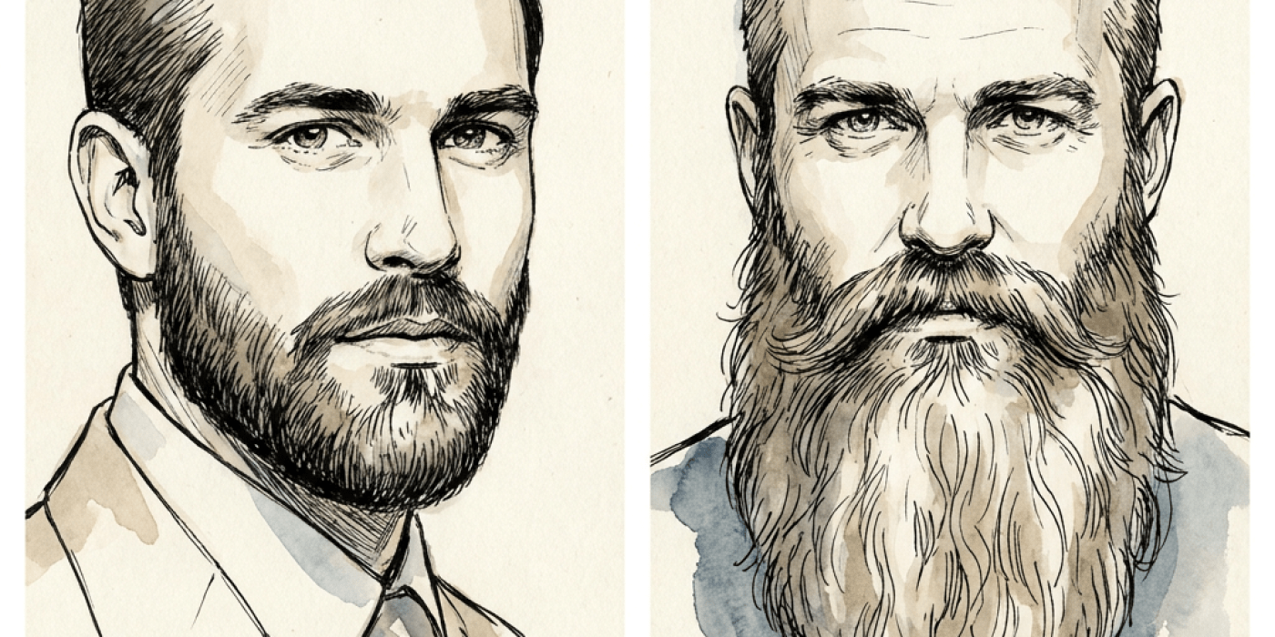 Barbe courte ou barbe longue, comparatif illustré