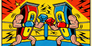 Wahl ou Braun : quelle tondeuse de précision choisir pour la barbe ? Wahl ou Braun, illustration confrontation style pop art années 70