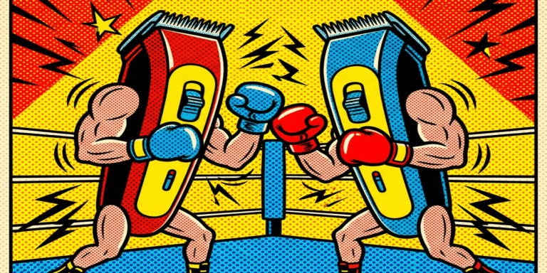 Wahl ou Braun, illustration confrontation style pop art années 70